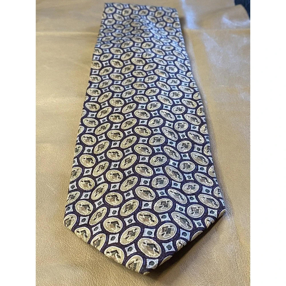 Calvin Klein,100% Silk,Men's Neck Tie,USA Made Multicolor Oval Geometric